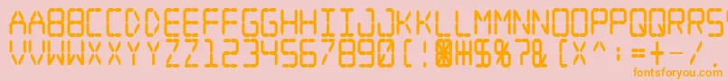 Digital Dream Fat Narrow-fontti – oranssit fontit vaaleanpunaisella taustalla