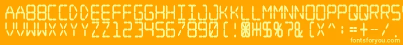 Digital Dream Fat Narrow-fontti – keltaiset fontit oranssilla taustalla