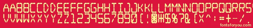 Digital Dream Fat Narrow-fontti – keltaiset fontit punaisella taustalla