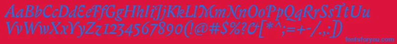 BiblonitcswashItalic Font – Blue Fonts on Red Background