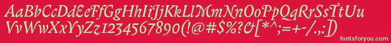 BiblonitcswashItalic Font – Green Fonts on Red Background