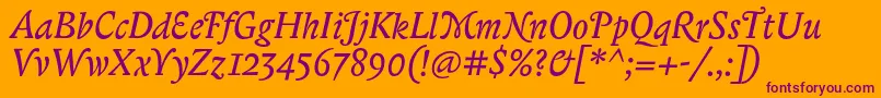 BiblonitcswashItalic Font – Purple Fonts on Orange Background