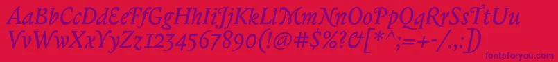 BiblonitcswashItalic Font – Purple Fonts on Red Background