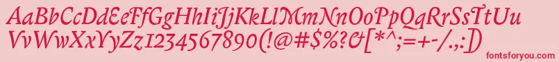 BiblonitcswashItalic Font – Red Fonts on Pink Background