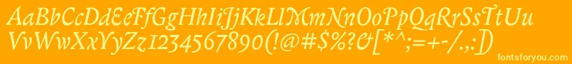 BiblonitcswashItalic Font – Yellow Fonts on Orange Background
