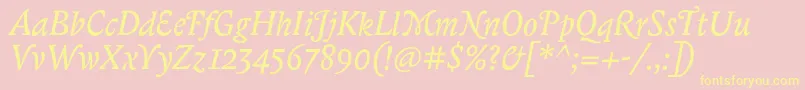 BiblonitcswashItalic Font – Yellow Fonts on Pink Background