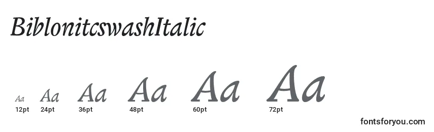 Размеры шрифта BiblonitcswashItalic