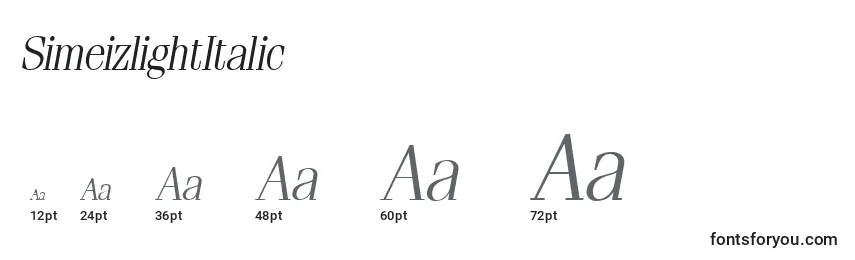 Размеры шрифта SimeizlightItalic