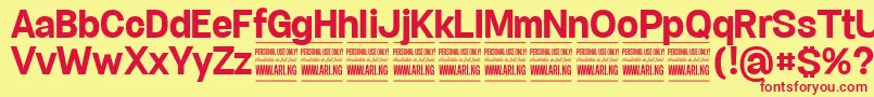 Saiba mais sobre a fonte SpecifypersonalNormbold Fonte SpecifypersonalNormbold – fontes vermelhas em um fundo amarelo