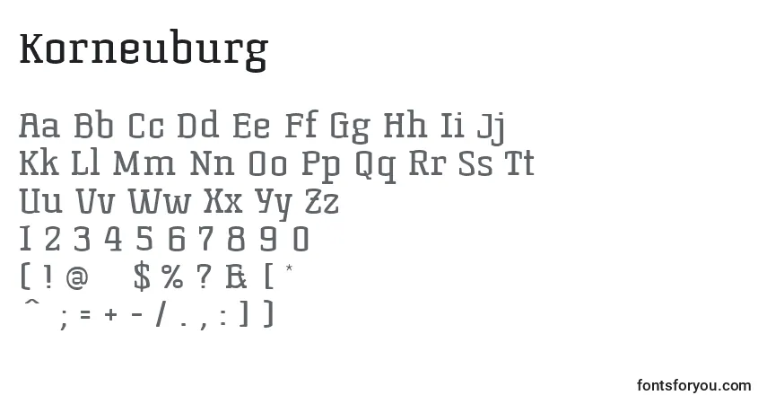Korneuburg Font – alphabet, numbers, special characters