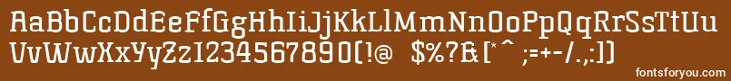 Korneuburg-fontti – valkoiset fontit ruskealla taustalla