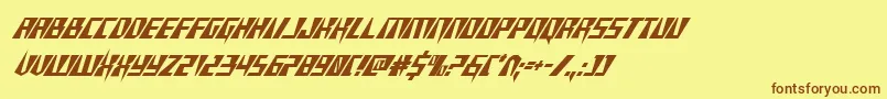 フォントXracercondital – 茶色の文字が黄色の背景にあります。