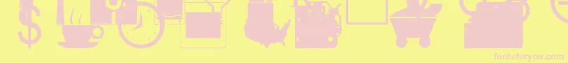 フォントBusinessIndustrialRegular – ピンクのフォント、黄色の背景