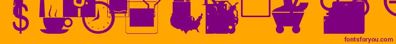 Czcionka BusinessIndustrialRegular – fioletowe czcionki na pomarańczowym tle