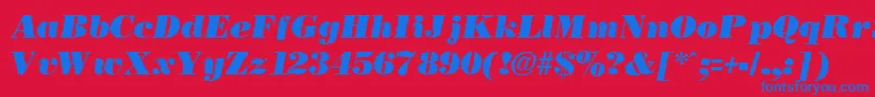 NecblackItalic Font – Blue Fonts on Red Background