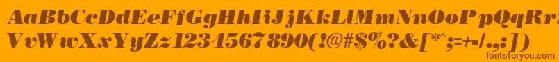 NecblackItalic-fontti – ruskeat fontit oranssilla taustalla