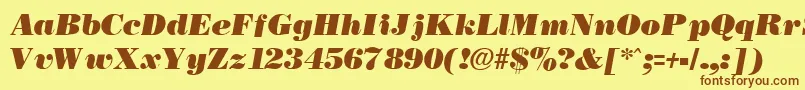 NecblackItalic-fontti – ruskeat fontit keltaisella taustalla