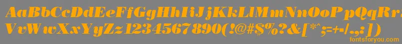NecblackItalic-Schriftart – Orangefarbene Schriften auf grauem Hintergrund
