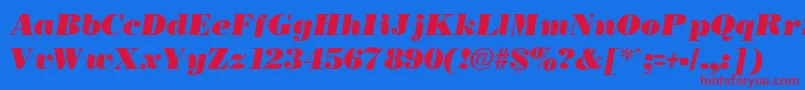 NecblackItalic Font – Red Fonts on Blue Background