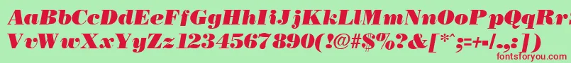 Fonte NecblackItalic – fontes vermelhas em um fundo verde