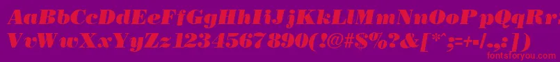 NecblackItalic-fontti – punaiset fontit violetilla taustalla