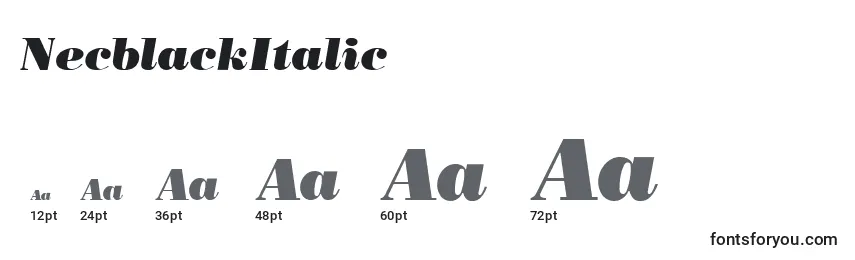 Размеры шрифта NecblackItalic