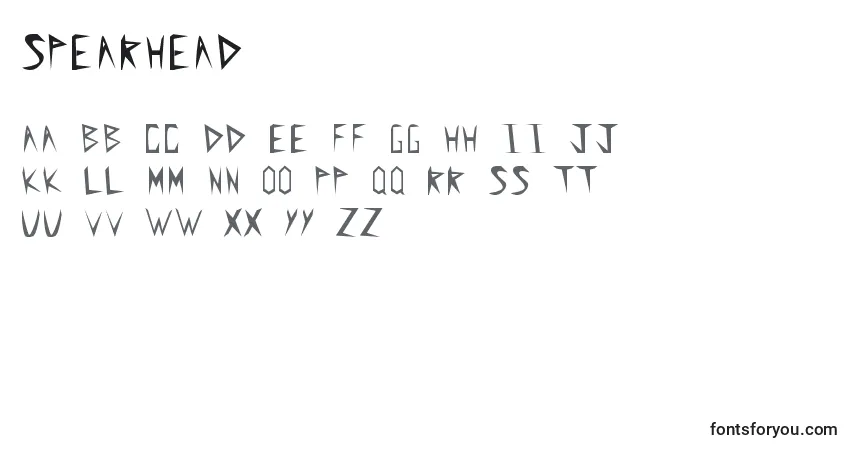 Schriftart Spearhead – Alphabet, Zahlen, spezielle Symbole