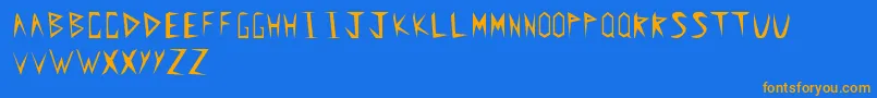 Spearhead-Schriftart – Orangefarbene Schriften auf blauem Hintergrund