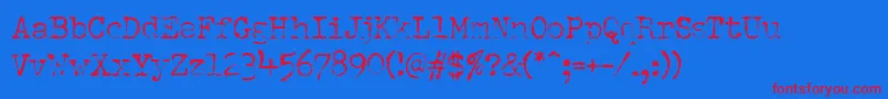 PfdumboldtypewriterOneLight Font – Red Fonts on Blue Background