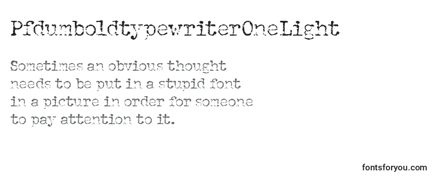 Review of the PfdumboldtypewriterOneLight Font