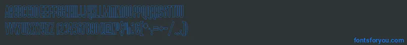 Czcionka GoticaModernaKkOutlineV1.1 – niebieskie czcionki na czarnym tle