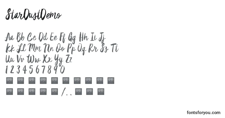StarDustDemo-fontti – aakkoset, numerot, erikoismerkit