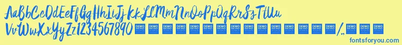 Czcionka StarDustDemo – niebieskie czcionki na żółtym tle