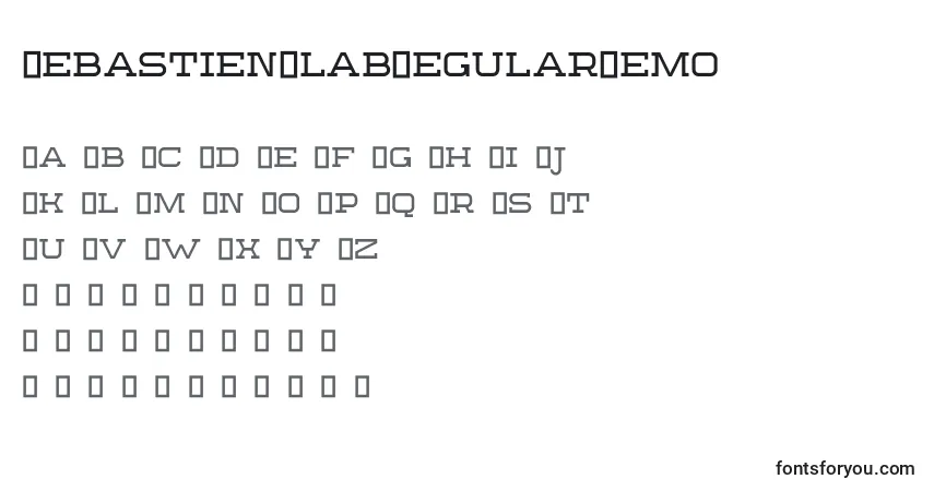 Шрифт SebastienSlabRegularDemo – алфавит, цифры, специальные символы