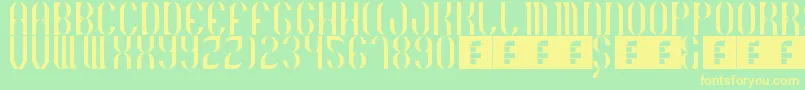 フォントBasico1983 – 黄色の文字が緑の背景にあります