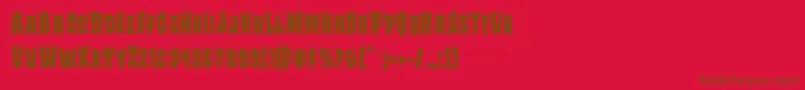 Mindlessbruteposter-Schriftart – Braune Schriften auf rotem Hintergrund