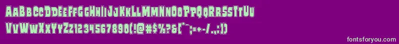 Mindlessbruteposter-fontti – vihreät fontit violetilla taustalla