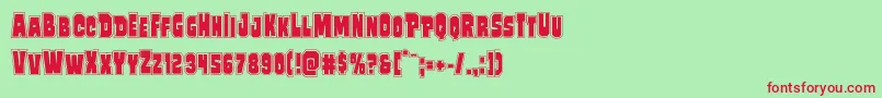フォントMindlessbruteposter – 赤い文字の緑の背景