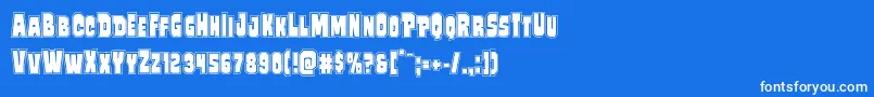 フォントMindlessbruteposter – 青い背景に白い文字