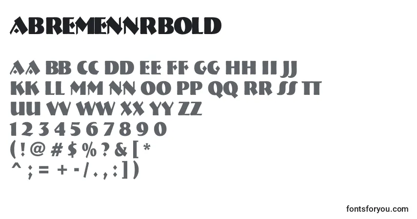 A fonte ABremennrBold – alfabeto, números, caracteres especiais