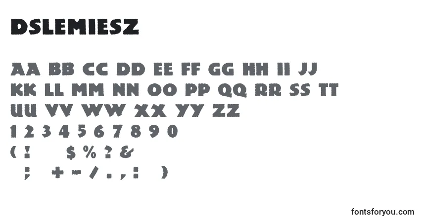 Czcionka Dslemiesz – alfabet, cyfry, specjalne znaki