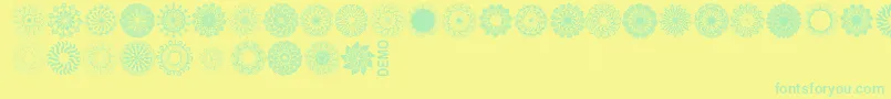 Fonte Mandingsdemo – fontes verdes em um fundo amarelo