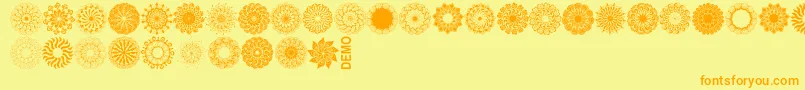 Fonte Mandingsdemo – fontes laranjas em um fundo amarelo