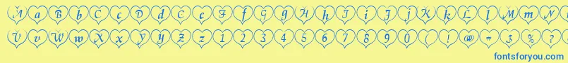 Шрифт Heartwhite – синие шрифты на жёлтом фоне