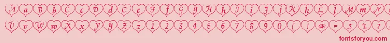 Heartwhite-Schriftart – Rote Schriften auf rosa Hintergrund