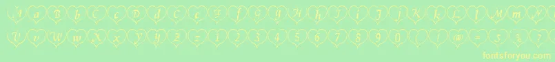 Heartwhite Font – Yellow Fonts on Green Background