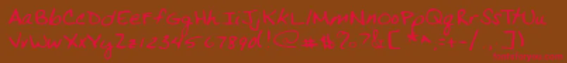 フォントLehn269 – 赤い文字が茶色の背景にあります。
