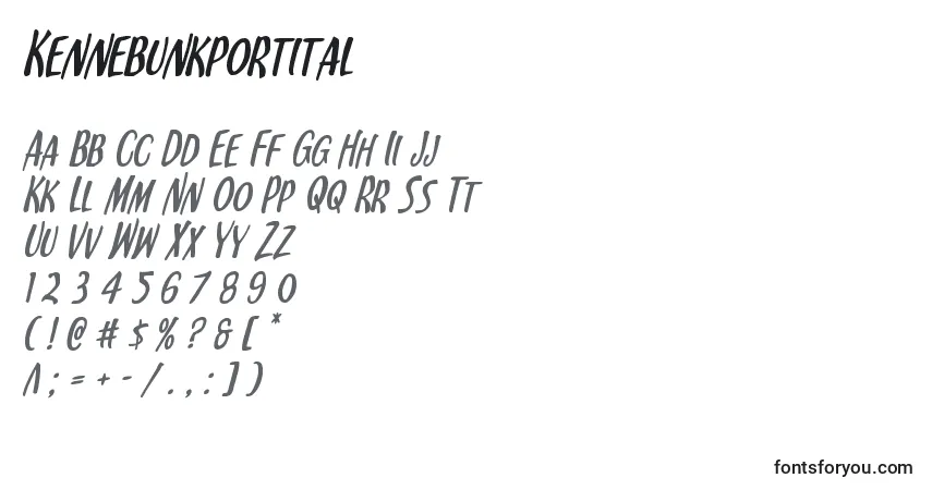 Schriftart Kennebunkportital – Alphabet, Zahlen, spezielle Symbole
