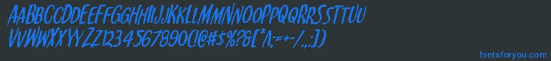 Kennebunkportital-Schriftart – Blaue Schriften auf schwarzem Hintergrund