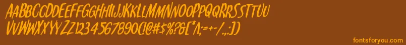 フォントKennebunkportital – オレンジ色の文字が茶色の背景にあります。